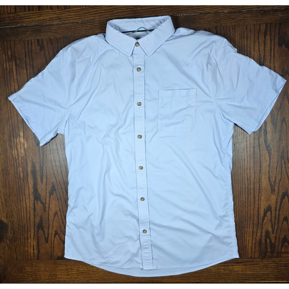 Poncho Outdoors The Copano Blue Microcheck Ultra-Lite Slim Fit Mens Shirt M